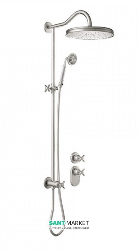 Душевая система скрытого монтажа Tres Tres-Сlasic с термостатом и штангой сталь 24235203AC