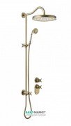 Душевая система скрытого монтажа Tres Tres-Сlasic с термостатом и штангой состаренная латунь 24235203LV