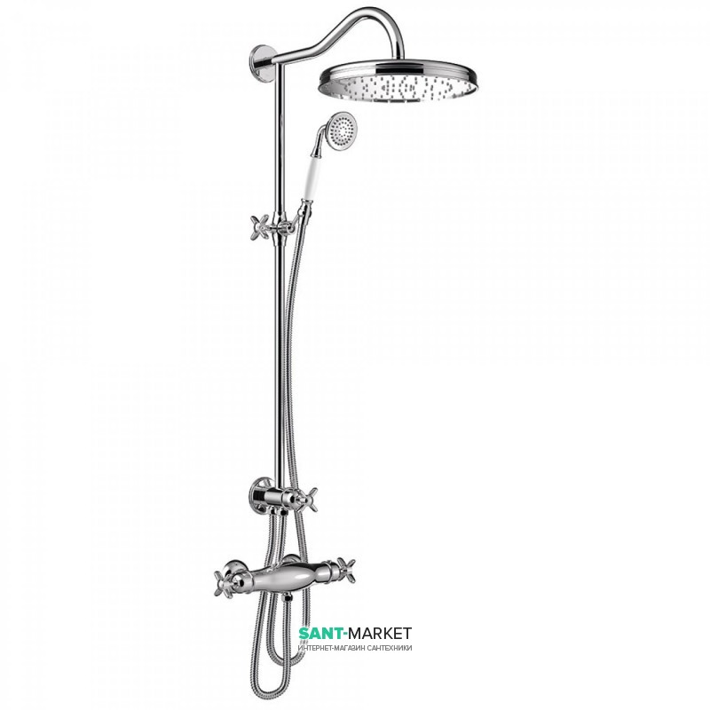 Душова стійка Tres Tres-Clasic з термостатом верхнім і ручним душем хром 24219501