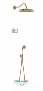 Электронная душевая система скрытого монтажа Tres Tres-Сlasic с термостатом состаренная латунь матовая/белый 09226201LM