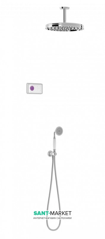Электронная душевая система скрытого монтажа Tres Tres-Сlasic с термостатом хром/белый 09226202