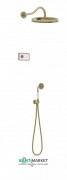 Электронная душевая система скрытого монтажа Tres Tres-Сlasic с термостатом и изливом для ванны состаренная латунь матовая/белый 09226301LM