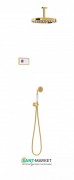 Электронная душевая система скрытого монтажа Tres Tres-Сlasic с термостатом и изливом для ванны золото/белый 09226302OR