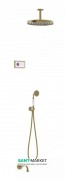 Электронная душевая система скрытого монтажа Tres Tres-Сlasic с термостатом и изливом для ванны состаренная латунь матовая/белый 09226302LM