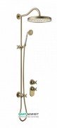 Душевая система скрытого монтажа Tres Tres-Сlasic с термостатом и штангой состаренная латунь матовая 24235203LM