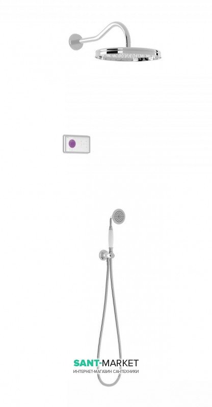 Електронна душова система прихованого монтажу Tres Tres-Clasic з термостатом хром/білий 09226201