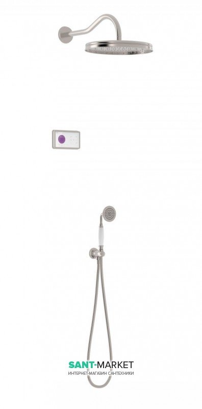 Электронная душевая система скрытого монтажа Tres Tres-Сlasic с термостатом сталь/белый 09226201AC