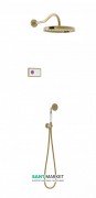 Электронная душевая система скрытого монтажа Tres Tres-Сlasic с термостатом состаренная латунь/белый 09226201LV