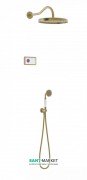 Электронная душевая система скрытого монтажа Tres Tres-Сlasic с термостатом состаренная латунь матовая/белый 09226201LM