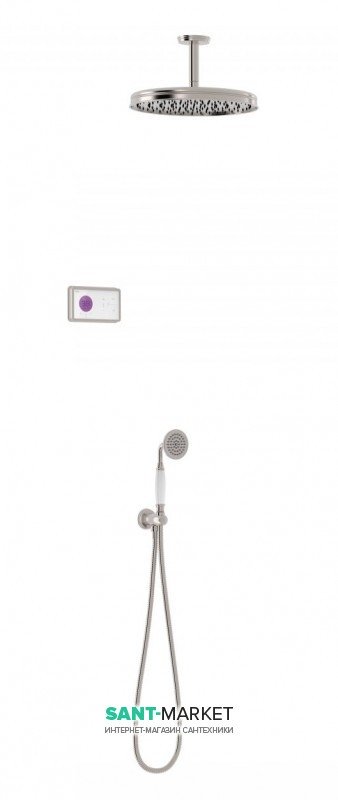 Електронна душова система прихованого монтажу Tres Tres-Clasic з термостатом сталь/білий 09226202AC