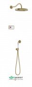 Электронная душевая система скрытого монтажа Tres Tres-Сlasic с термостатом и изливом для ванны состаренная латунь матовая/белый 09226301LM