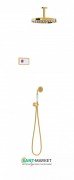 Электронная душевая система скрытого монтажа Tres Tres-Сlasic с термостатом и изливом для ванны золото/белый 09226302OR