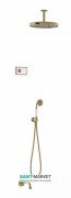 Электронная душевая система скрытого монтажа Tres Tres-Сlasic с термостатом и изливом для ванны состаренная латунь матовая/белый 09226302LM