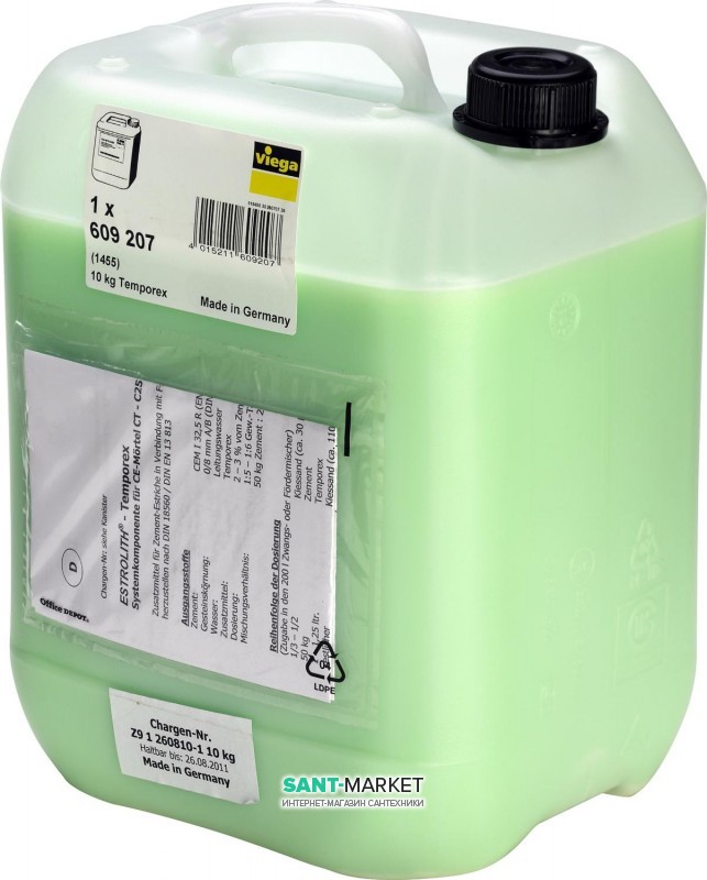 Добавка для цементной стяжки Viega Fonterra Temporex 1455 канистра 10 кг 609207