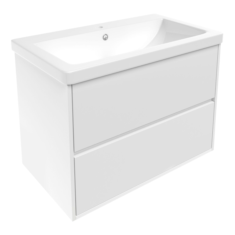 Тумба с раковиной Volle Teo 80 см ДСП/МДФ глянцевый белый 15-88-81