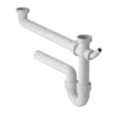 Сифон для подвійної кухонної раковини Geberit з кутовим шланговим з'єднувачем 152.597.11.1