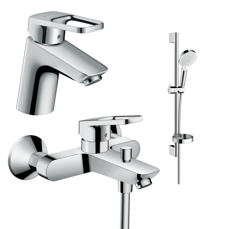 Набор смесителей для ванной Hansgrohe Logis Loop с душевым гарнитуром хром 01042019