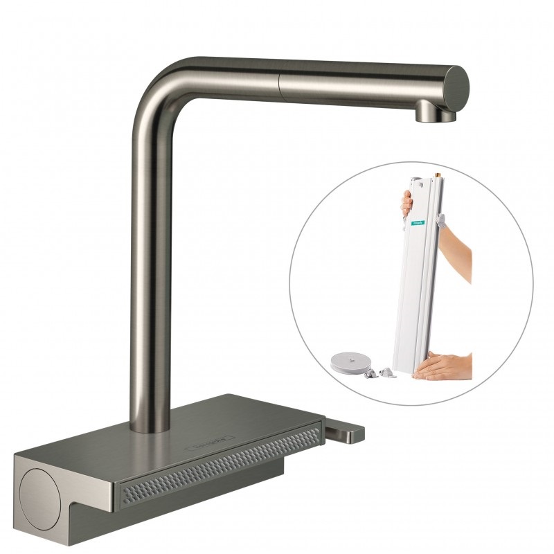 Смеситель для кухни Hansgrohe Aquno Select M81 с выдвижной лейкой сталь 73830800