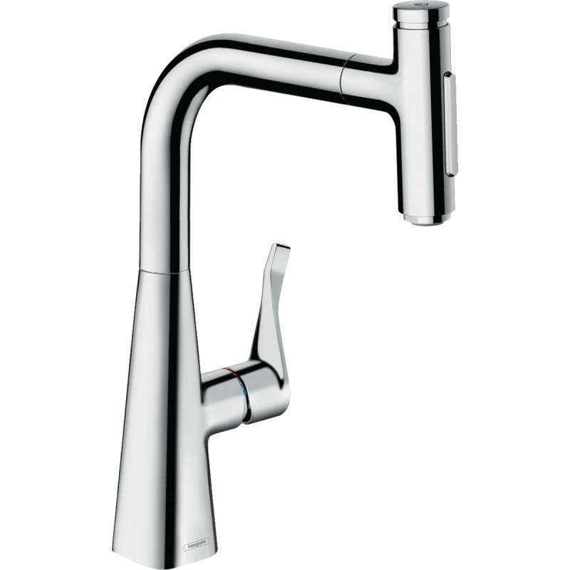 Змішувач для кухні Hansgrohe Metris Select M71 з висувною лійкою хром 73822000
