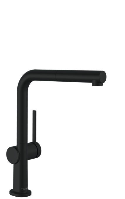 Смеситель для кухни Hansgrohe Talis M54 с выдвижной лейкой черный матовый 72809670