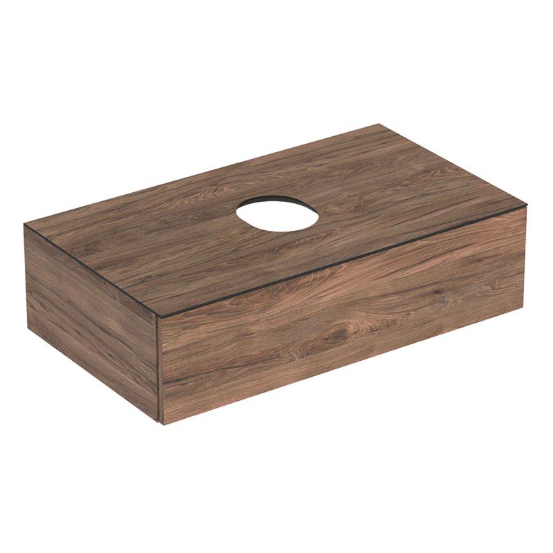 Тумба підвісна для накладної раковини Geberit VariForm 90 см з одним висувним ящиком темний горіх 501.168.00.1