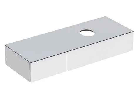 Тумба підвісна для накладної раковини Geberit VariForm 135 см з двома висувними ящиками білий глянцевий/білий матовий 501.177.00.1