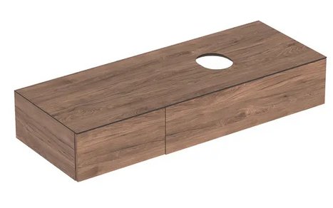 Тумба подвесная для накладной раковины Geberit VariForm 135 см с двумя выдвижными ящиками темный орех 501.180.00.1