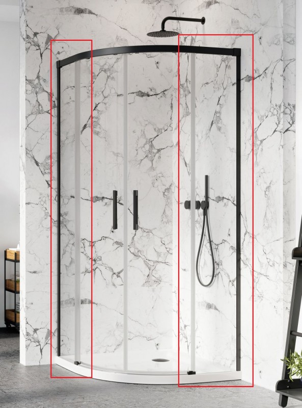 Комплект душових бічних стінок Radaway Idea Black PDD 120х80 нерухомі прозоре скло 387154-54-01
