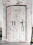 Комплект душових бічних стінок Radaway Idea Black PDD 80х100 нерухомі прозоре скло 387153-54-01