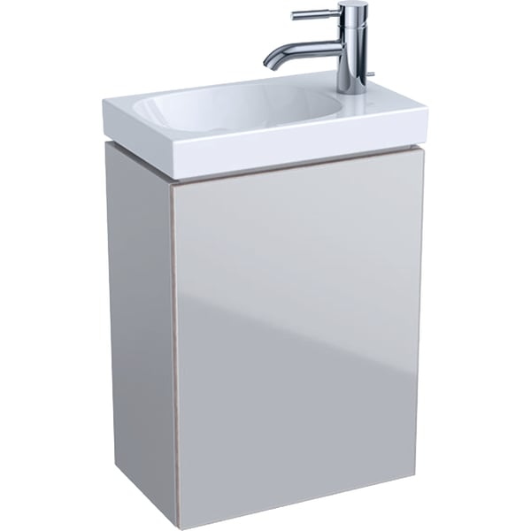 Тумба для раковини Geberit Acanto з одними дверима і сифоном ДСП пісочно-сірий матовий/пісочно-сірий глянець 500.607.JL.2