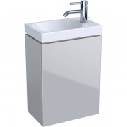 Тумба для раковини Geberit Acanto з одними дверима і сифоном ДСП пісочно-сірий матовий/пісочно-сірий глянець 500.608.JL.2