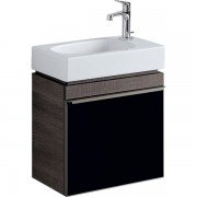 Тумба для раковини Geberit Citterio з одними дверима ДСП чорне глянцеве скло/сіро-коричневий дуб 500.555.JJ.1