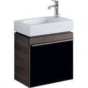 Тумба для раковини Geberit Citterio з одними дверима ДСП чорне глянцеве скло/сіро-коричневий дуб 500.555.JJ.1