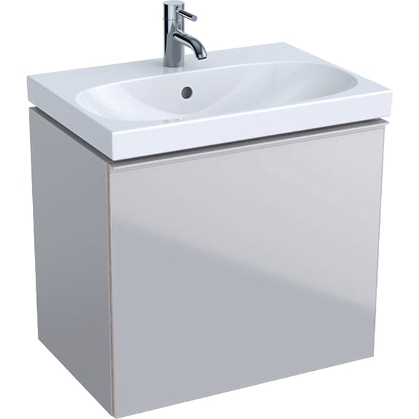 Тумба для раковини Geberit Acanto з укороченим вильотом ДСП пісочно-сірий матовий/пісочно-сіре глянцеве скло 500.614.JL.2