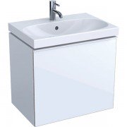 Тумба для раковини Geberit Acanto з укороченим вильотом ДСП білий глянець/біле глянцеве скло 500.614.01.2