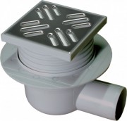 Зливний трап для душу Prevex зі сталевою решіткою 106x106 мм C213N-01