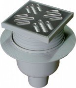 Зливний трап для душу Prevex зі сталевою решіткою 106x106 мм C107N-01