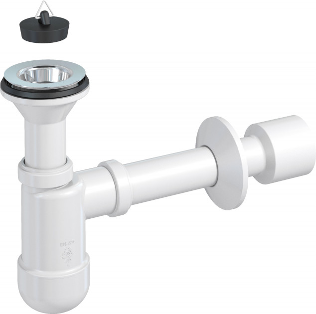 Сифон для раковини Prevex Basic телескопічний 32/50 мм з гумовою пробкою PR3-D4N35-003