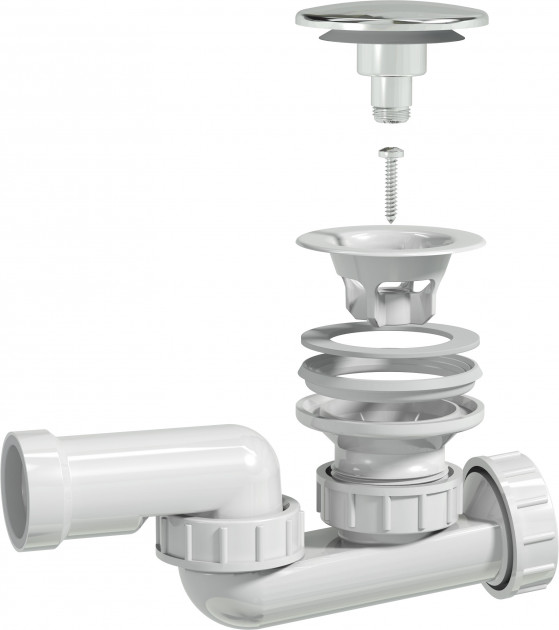 Сифон для душевого поддона Prevex d52 мм click-clack со сливной трубой 32 мм 3212007