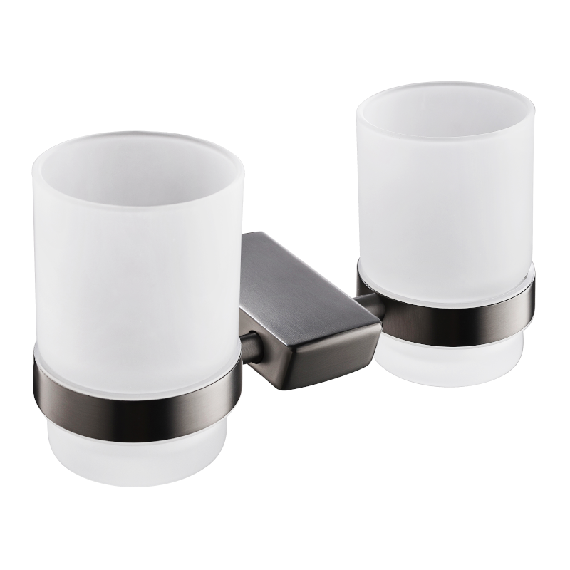 Стакан для зубних щіток Imprese Grafiky подвійний чорний нікель/матове скло ZMK041807240