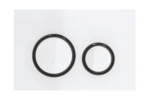 Панель смыва для унитаза Geberit Sigma21 двойной смыв декоративные кольца хромированный черный/панель и клавиши белый 115.651.SI.1