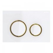 Панель смыва для унитаза Geberit Sigma21 двойной смыв декоративные кольца латунь/панель и клавиши белый 115.652.SI.1