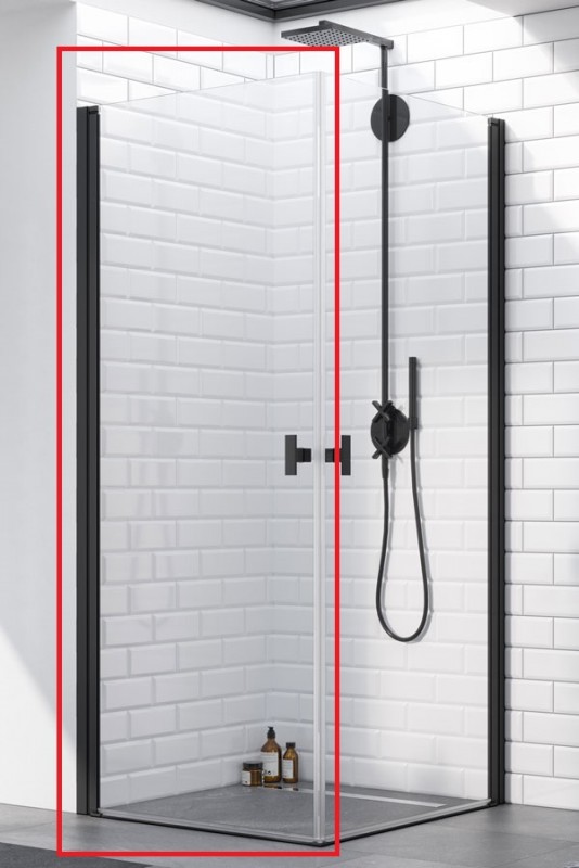 Душові двері Radaway Nes 8 Black KDD I 80 лівобічні чорний/прозоре скло 10071080-54-01L