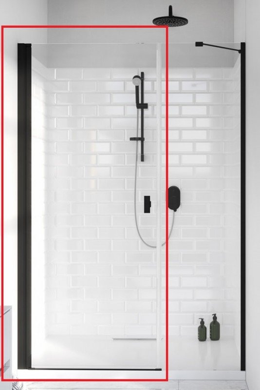 Душові двері Radaway Nes 8 Black DWS 59,5 лівобічні чорний/прозоре скло 10078100-54-01L