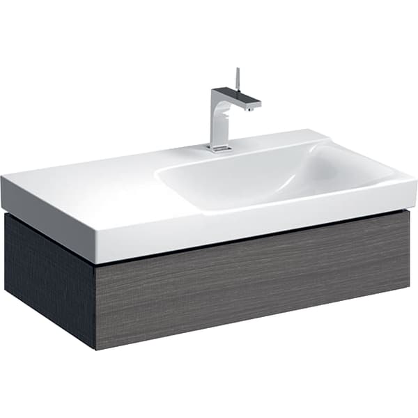 Тумба для раковины Geberit Xeno² с полкой и одним выдвижным ящиком ДСП серый/меламин древесная структура 500.514.43.1