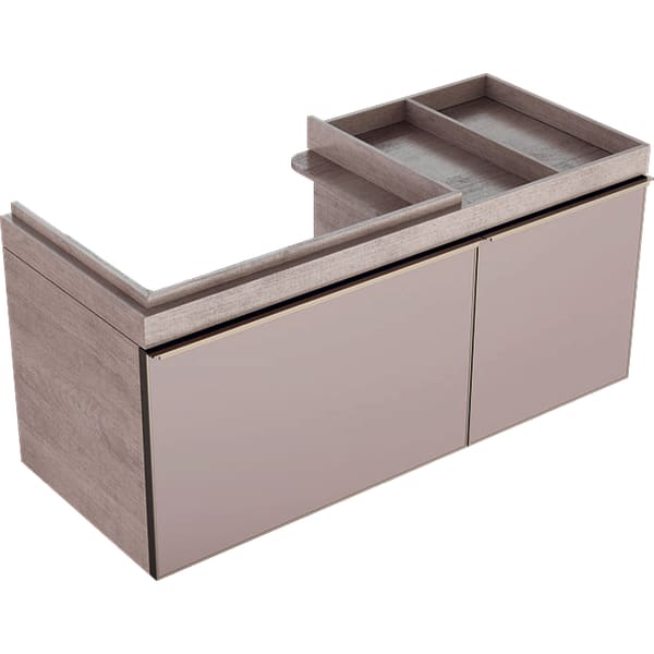 Тумба для раковины Geberit Citterio с двумя выдвижными ящиками и полкой справа ДСП бежевое глянцевое стекло/бежевый дуб 500.562.JI.1500.562.JI.1