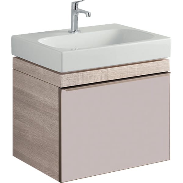 Тумба для раковини Geberit Citterio з одним висувним ящиком ДСП бежеве глянцеве скло/бежевий дуб 500.556.JI.1