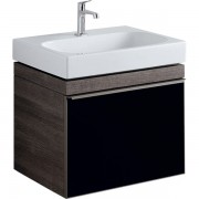 Тумба для раковины Geberit Citterio с одним выдвижным ящиком ДСП черное глянцевое стекло/серо-коричневый дуб 500.556.JJ.1