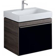 Тумба для раковини Geberit Citterio з одним висувним ящиком ДСП чорне глянцеве скло/сіро-коричневий дуб 500.556.JJ.1