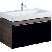 Тумба для раковины Geberit Citterio с одним выдвижным ящиком ДСП черное глянцевое стекло/серо-коричневый дуб 500.559.JJ.1